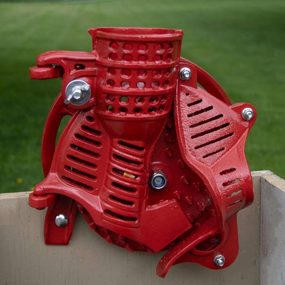 Lehman's Corn Kernel Sheller with Flywheel Pulley, Clamp On Cast Iron Non Electric Walnut Huller, Vintage Style, Red - Image 6