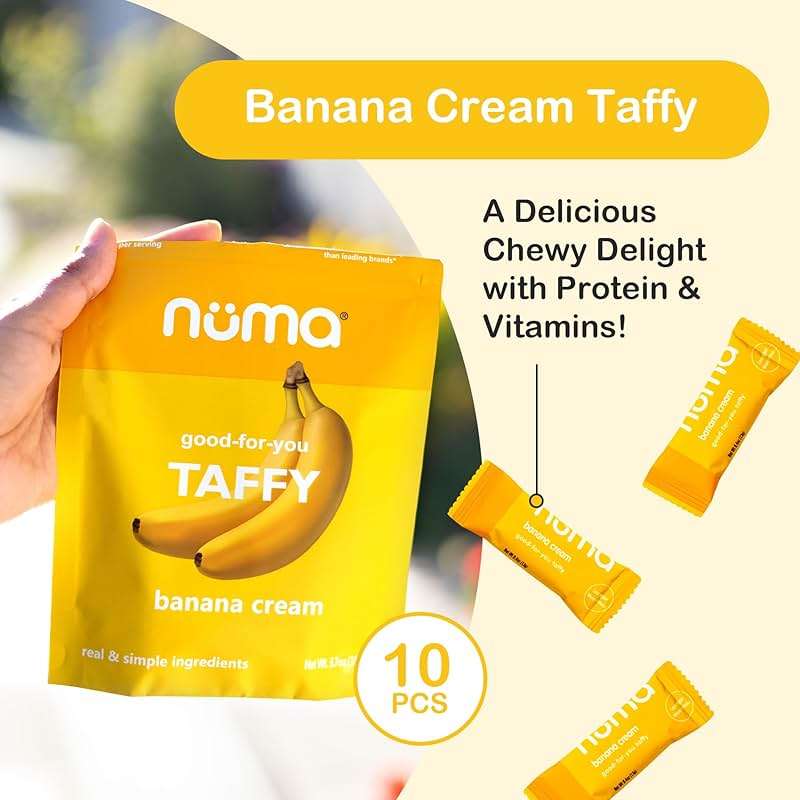 Numa Foods Banana Taffy Candy, Made with Real & Simple Ingredients Low Sugar, High Protein, Low Calorie, All Natural & Gluten Free Banana Cream Taffy - 3 Bags with 10 Individually Wrapped Chews Each - Image 2