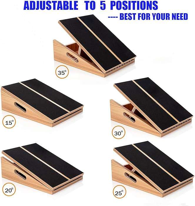 Slant Board for Calf Stretching Wooden Calf Stretcher Incline Board Adjustable Calf Stretch Board for Squats Knees Ankle - Image 7