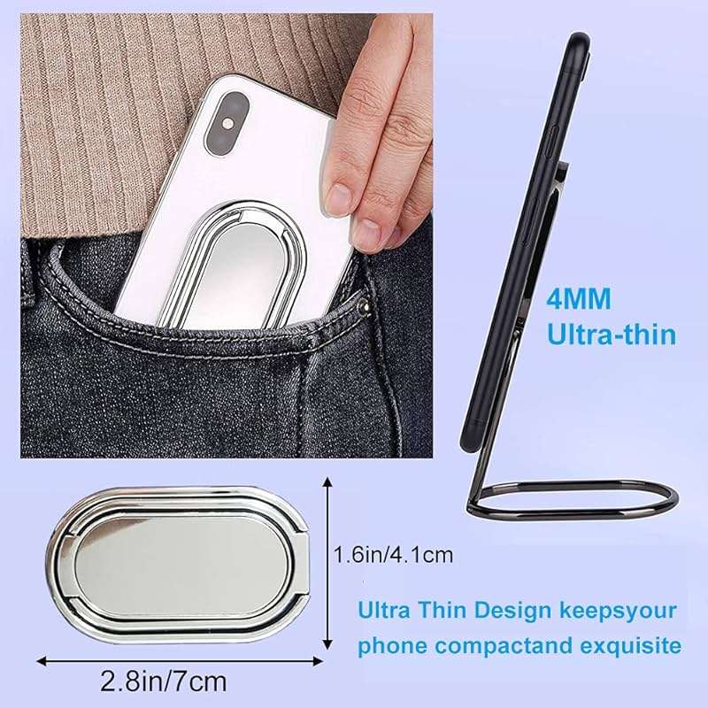 Cell Phone Ring Holder Finger Kickstand, CLZWiiN Foldable 360° Rotation Cellphone Stand for Desk, Office Desktop, Magnetic Car Mount, Metal Multi-Angle for Phone Back Grip (Silver) - Image 6