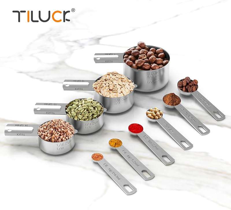 TILUCK Stainless Steel Measuring Cups & Spoons Set, Cups and Spoons,Kitchen Gadgets for Cooking & Baking (10) - Image 2