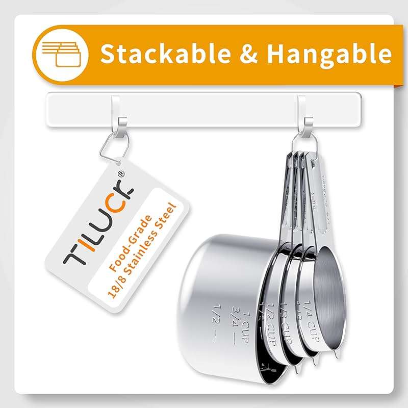 TILUCK Stainless Steel Measuring Cups & Spoons Set, Cups and Spoons,Kitchen Gadgets for Cooking & Baking (10) - Image 4