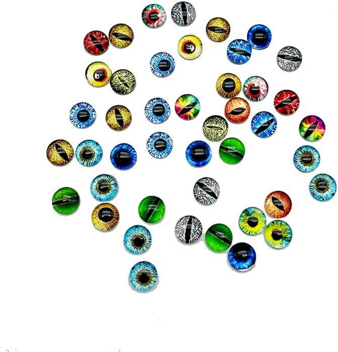 Julie Wang 8MM 100PCS Dragon Glass Cabochon Eyes for Miniature Models, Clay Sculpting, Fantasy Art Props, DIY Craft Findings About 0.31inches - Image 1