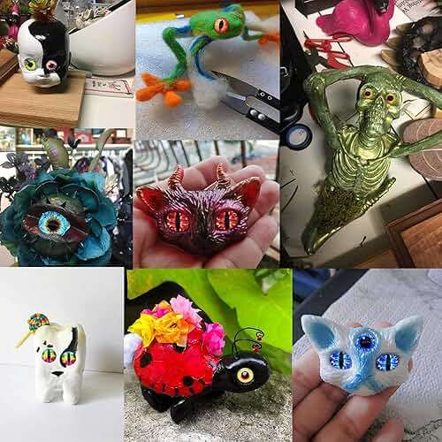 Julie Wang 8MM 100PCS Dragon Glass Cabochon Eyes for Miniature Models, Clay Sculpting, Fantasy Art Props, DIY Craft Findings About 0.31inches - Image 2