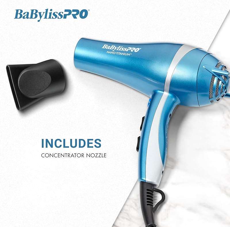 BaBylissPRO Nano Titanium 2000-Watt Blow Dryer with Concentrator Nozzle, Professional Grade Ionic Corded Styling Tool for Hair - Image 6