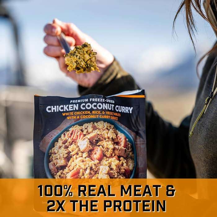 Peak Refuel Chicken Coconut Curry | Freeze Dried Backpacking and Camping Food | Amazing Taste & Quality | High Protein | Real Meat | Quick Prep (2 Serving Pouch) - Image 6