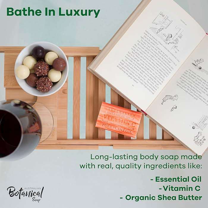 Australian Botanical Soap, 6.6 OZ, Vitamin C and Valencia Orange, Triple Milled Bars made with a Natural Soap Base and Enriched with Organic Shea Butter, Pack of 8 - Image 2