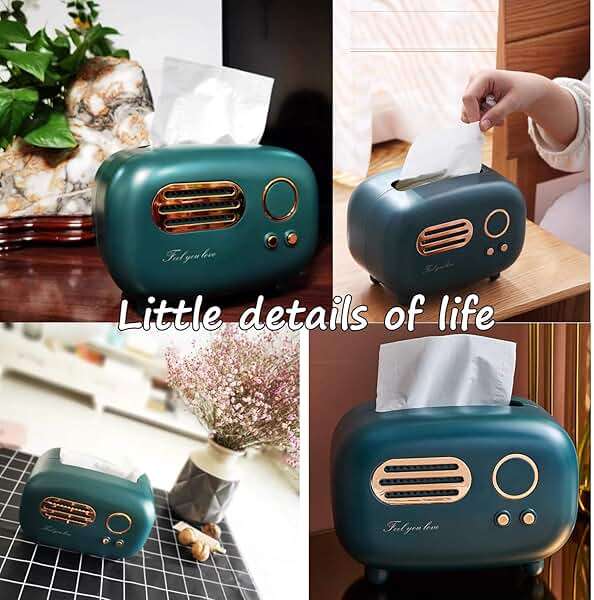 Retro Radio Shape Tissue Cover Box, Practical and Cute for Kitchen,Bathroom Vanity Countertops, Bedroom Dressers,Night Stands, Desks and Tables, Creative Gift (Retro Radio) - Image 6