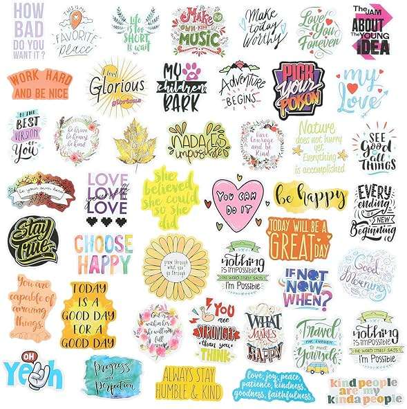 200pcs Motivational Quote Stickers, Inspirational Positive Affirmation Stickers for Women Adults Students Teens, Waterproof Vinyl Decals for Water Bottles Laptop Vision Board Supplies - Image 5