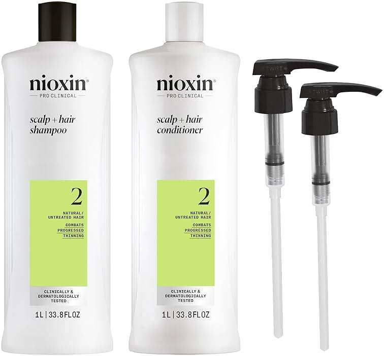 Nioxin Shampoo & Conditioner Liter Duo Sets | Prepacks with Pumps Included | Systems 1-4 | For Natural, Colored, & Damaged Hair with Light to Progressed Thinning | Strengthen & Boost Hair Density - Image 1