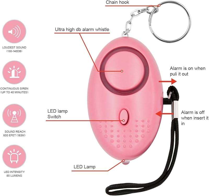 Safe Sound Personal Alarm, 12 Packs 140DB Personal Security Alarm Keychain with LED Lights, Emergency Safety Alarm for Women, Men, Children, Elderly - Image 4