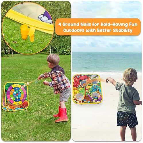 Bean Bag Toss Game for Kids - Cornhole Board Outdoor Toys for Toddlers -Party Activities Carnival Outside Yard Backyard Beach Lawn Games Toy for Kid Boys Girls Age 3 4 5 6 7 8 Year Old Birthday Gifts - Image 4
