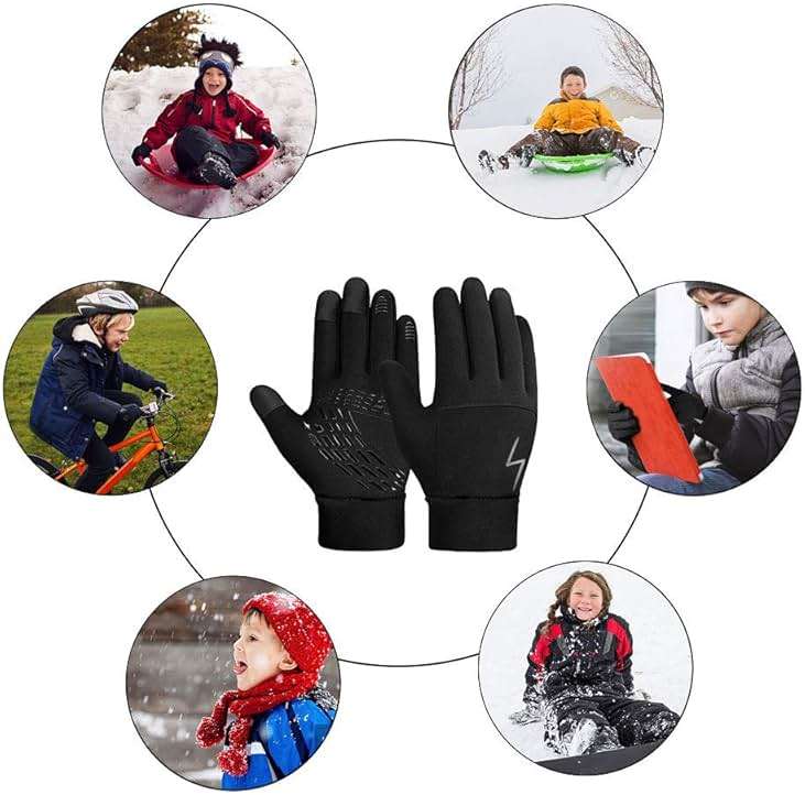 YukiniYa Kids Winter Gloves Back Water Repellent Touchscreen Warm Fleece Anti-Slip for Boys Girls Teen 3-15 Years - Image 6