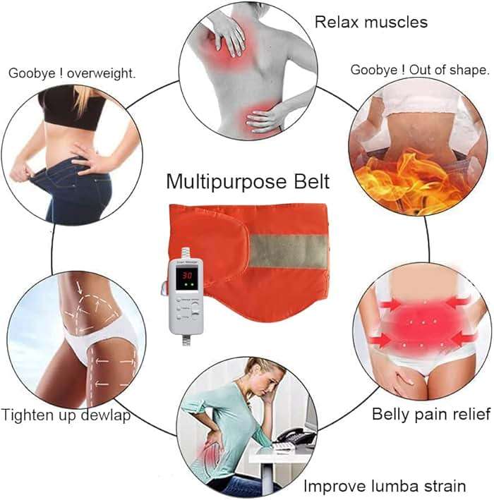 V ddhoger Electric Heating Massager Belt with Hot Compress Vibration,Massage for Abdominal Back Lumbar Stomach Pain Relief,Waist Trimmer Fitness Home Exercise, Fitness Equipment for Abdom,Ab Machine - Image 2