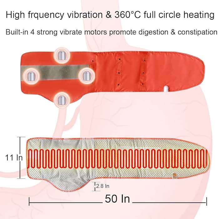 V ddhoger Electric Heating Massager Belt with Hot Compress Vibration,Massage for Abdominal Back Lumbar Stomach Pain Relief,Waist Trimmer Fitness Home Exercise, Fitness Equipment for Abdom,Ab Machine - Image 3