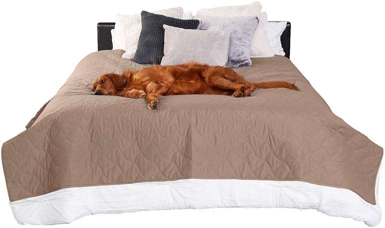Furhaven Waterproof & Non-Slip King Size Mattress Cover Protector for Dogs & Cats, Washable, For Beds, Couches, & Car Seats - Quilted Twill Blanket Mattress Cover - Brownstone, Jumbo/King Size - Image 1