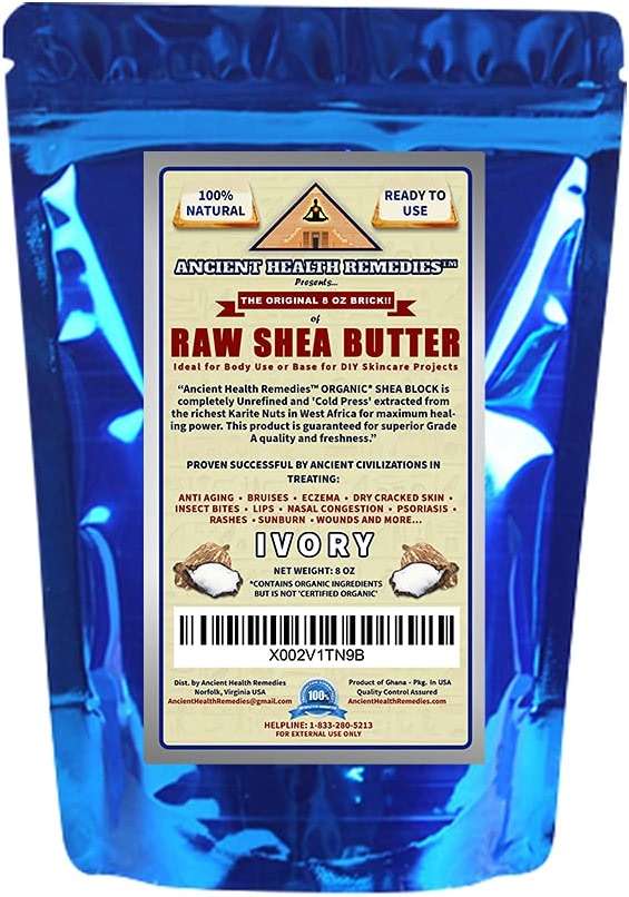 ANCIENT HEALTH REMEDIES Organic Unrefined Raw AFRICAN IVORY WHITE SHEA BUTTER BLOCKS/JAR Bulk Size Grade A for Anti Aging Dry Skin Base for DIY Body Butter, Beauty - Image 1