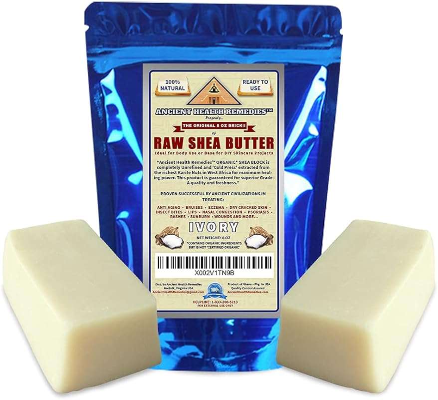 ANCIENT HEALTH REMEDIES Organic Unrefined Raw AFRICAN IVORY WHITE SHEA BUTTER BLOCKS/JAR Bulk Size Grade A for Anti Aging Dry Skin Base for DIY Body Butter, Beauty - Image 2