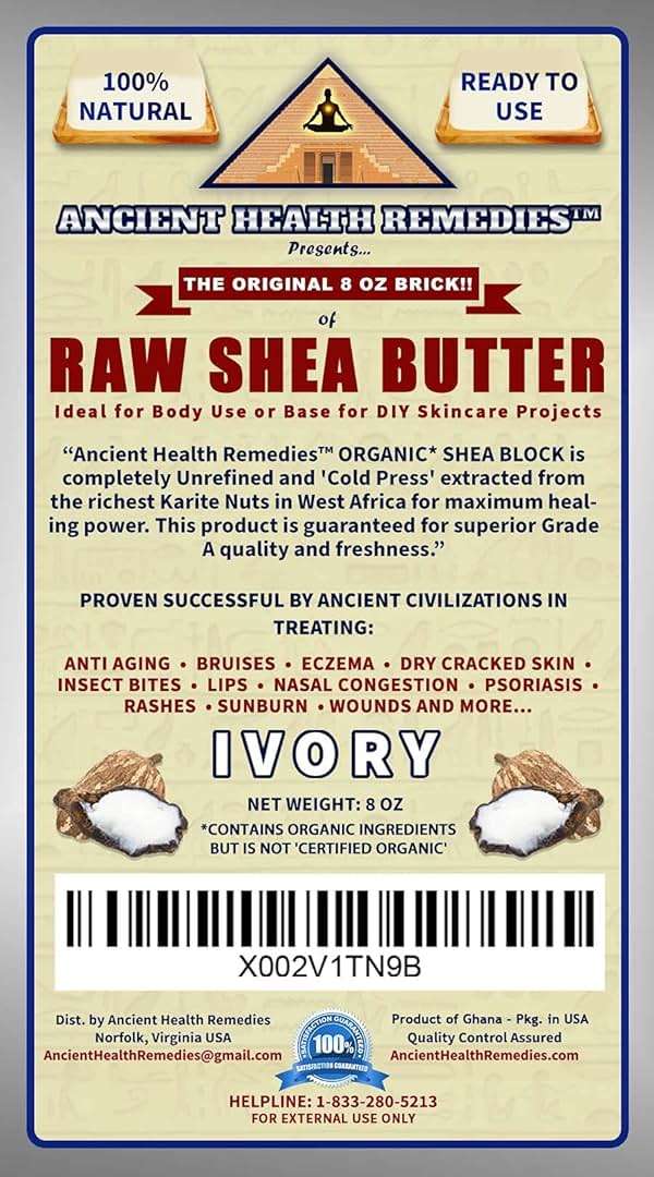 ANCIENT HEALTH REMEDIES Organic Unrefined Raw AFRICAN IVORY WHITE SHEA BUTTER BLOCKS/JAR Bulk Size Grade A for Anti Aging Dry Skin Base for DIY Body Butter, Beauty - Image 8