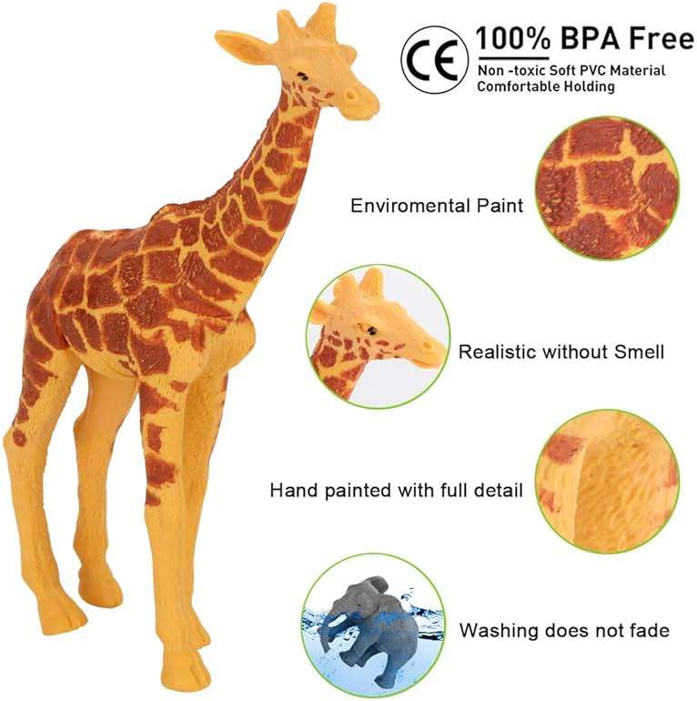 Tudoccy Safari Animals Figures Toys - 13 Realistic Wild Plastic Animal Figurines & Kids Sound Book - Educational Learning Toys Gift for 3 Years Old & Up Boys Girls Toddlers - Image 6