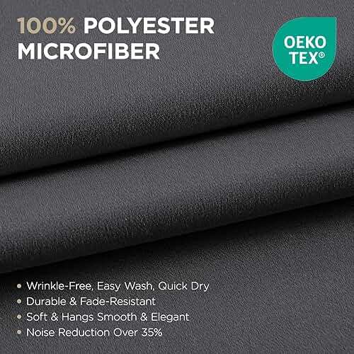 Joydeco 72" Grey Blackout Curtains, Bedroom Room Divider Drapes, 2 Panels | Grommet top thermal insulated & noise reducing panels. Ideal light blocking curtains for bedroom & living room. - Image 3