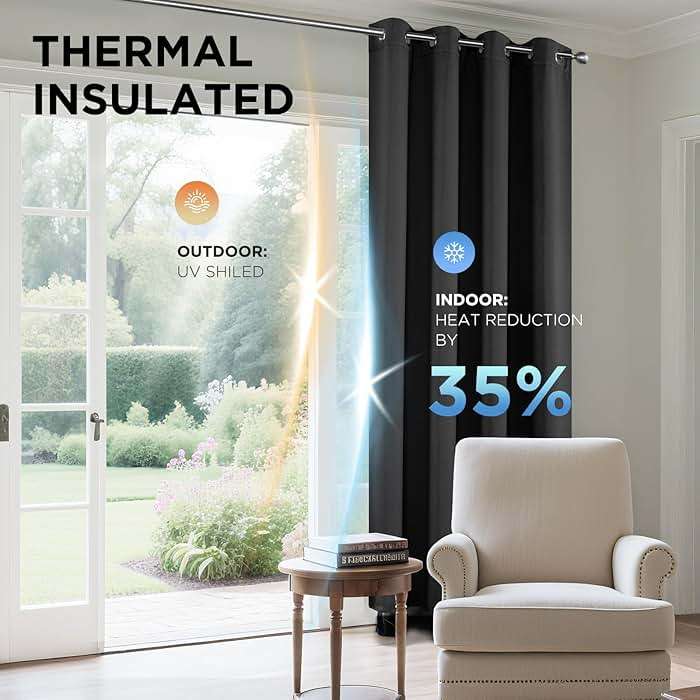 Joydeco 72" Grey Blackout Curtains, Bedroom Room Divider Drapes, 2 Panels | Grommet top thermal insulated & noise reducing panels. Ideal light blocking curtains for bedroom & living room. - Image 5