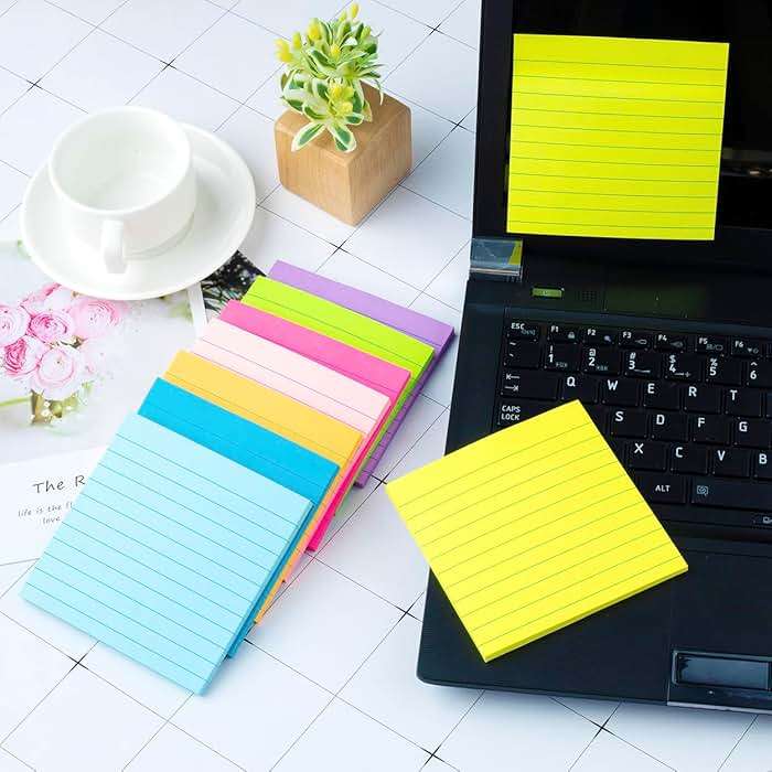 (8 Pack) Lined Sticky Notes 4x4 Bright Stickies Colorful Super Sticking Power Memo Pads, 8 Colors, Strong Adhesive - Image 2