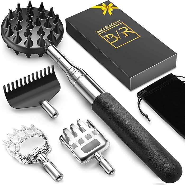 TUKUOS Fathers Day Gift for Dad, Telescoping Back Scratcher with 5 Detachable Scratching Heads, Rubber Handles, Gifts for Men Husband Grandpa, Anniversary Birthday Gift for Adults/Women - Image 1