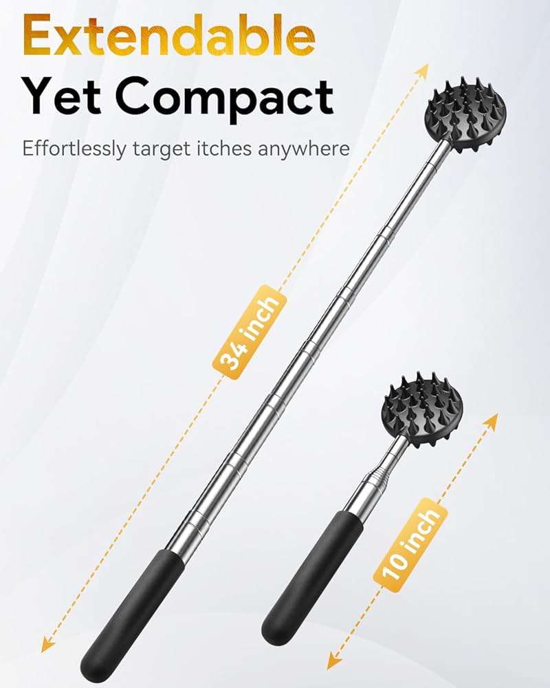 TUKUOS Fathers Day Gift for Dad, Telescoping Back Scratcher with 5 Detachable Scratching Heads, Rubber Handles, Gifts for Men Husband Grandpa, Anniversary Birthday Gift for Adults/Women - Image 3