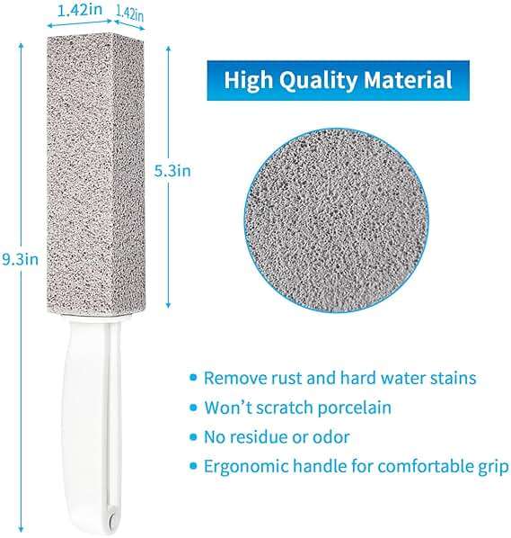 4TH Pumice Stone for Toilet Bowl Cleaning,Pumice Stick with Handle,Cleans Away Limescale Stain,Hard Water Rings, Calcium Buildup,Iron and Rust. Remover for Tile/Bath/Kitchen/Household - 2 Piece - Image 2