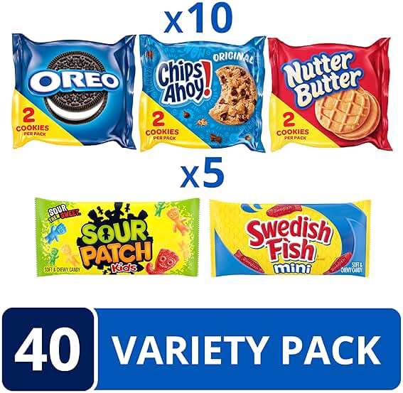 OREO, CHIPS AHOY!, Nutter Butter, SOUR PATCH KIDS & SWEDISH FISH Candy & Cookies Variety Pack, 40 Snack Packs - Image 3