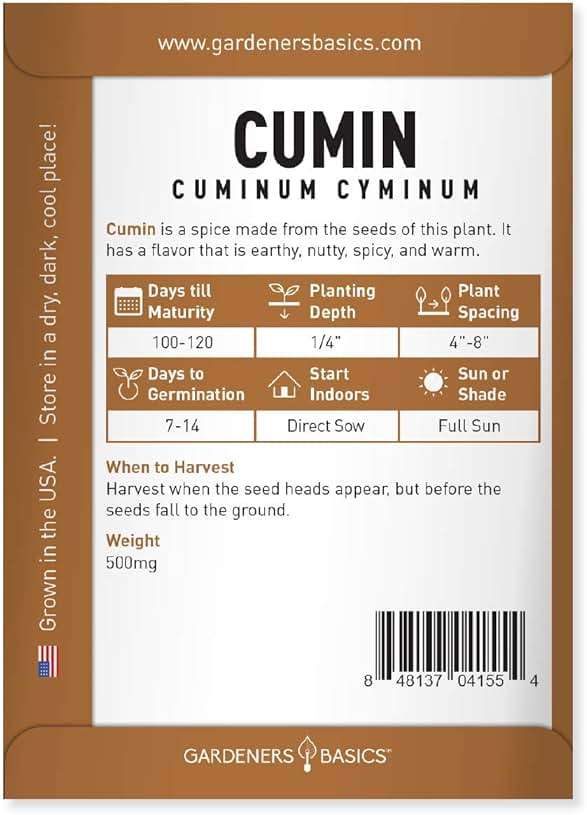 Gardeners Basics, Cumin Seeds for Planting is A Heirloom, Non-GMO Herb Variety- Cuminum Cyminum Herb Seeds Great for Indoor and Outdoor Gardening - Image 2