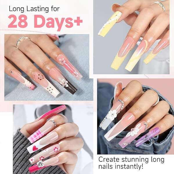 UNA GELLA No C Curve Nail Tips 504 PCS Extra Long XXL Tapered Square Nail Tips Half Cover Nails tips Straight Shape For French Acrylic Nails False Fake Clear Tips Square Shape with Box - Image 2