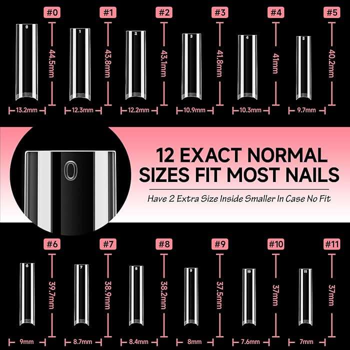 UNA GELLA No C Curve Nail Tips 504 PCS Extra Long XXL Tapered Square Nail Tips Half Cover Nails tips Straight Shape For French Acrylic Nails False Fake Clear Tips Square Shape with Box - Image 7