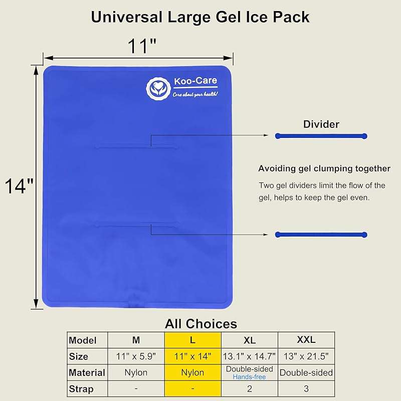 Koo-Care Large Flexible Gel Ice Pack for Injuries Reusable Hot Cold Compress - Fit for Shoulder Arm, Back, Hip, Knee, Shin, Foot Pain Relief, Swelling, Physical Therapy (L, 11" x 14") Pack of 2 - Image 2