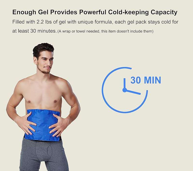Koo-Care Large Flexible Gel Ice Pack for Injuries Reusable Hot Cold Compress - Fit for Shoulder Arm, Back, Hip, Knee, Shin, Foot Pain Relief, Swelling, Physical Therapy (L, 11" x 14") Pack of 2 - Image 4
