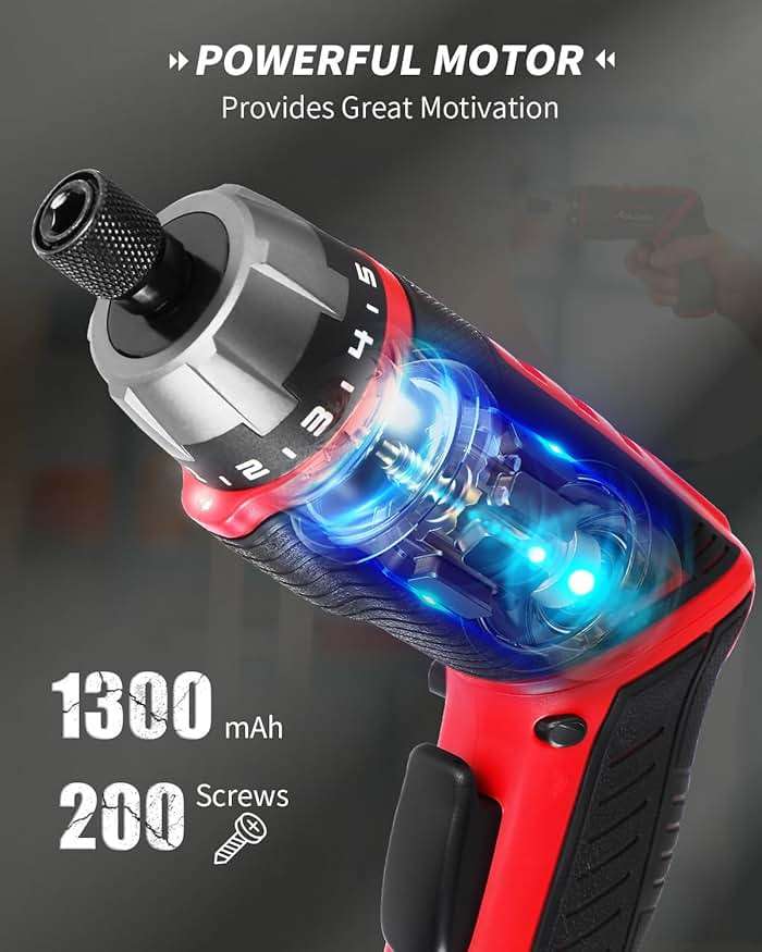 AVID POWER Electric Screwdriver Set Rechargeable 4V Cordless Screwdriver Kit with 44pcs Accessories, 5.65Nm Screw Gun, 5+1 Torque Setting, 2 Position Handle with LED Light - Image 3
