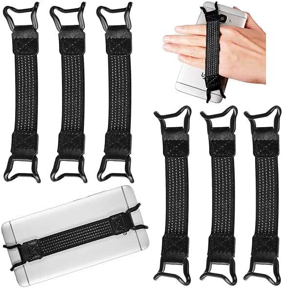 Weewooday 6 Pieces Mobile Phone Security Hand Strap Holder for 5.2-7.5 Inch Smartphones, Security Hand Grip Phone Accessory Universal Drop Prevention Elastic Bundle Grip Belt - Image 1