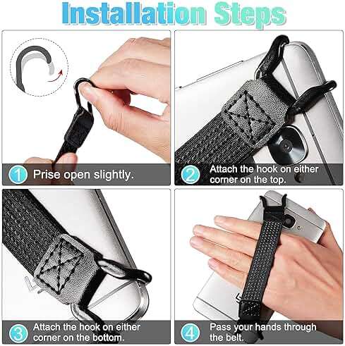 Weewooday 6 Pieces Mobile Phone Security Hand Strap Holder for 5.2-7.5 Inch Smartphones, Security Hand Grip Phone Accessory Universal Drop Prevention Elastic Bundle Grip Belt - Image 3