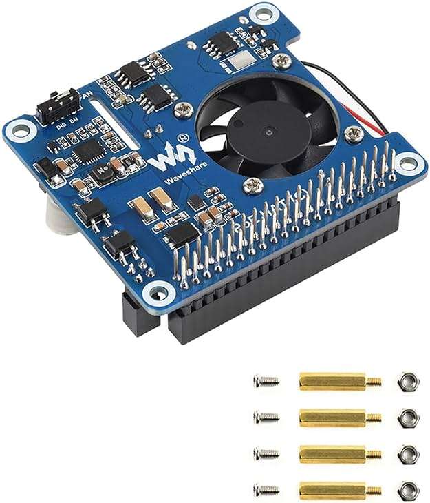 waveshare Power Over Ethernet (PoE) HAT for Raspberry Pi 4B/3B+, 802.3af/at PoE Network Standard, 5V USB-A&12V Header Outputs, PoE HAT Onboard Cooling Fan and MP8676 Buck Chip, Isolated - Image 1