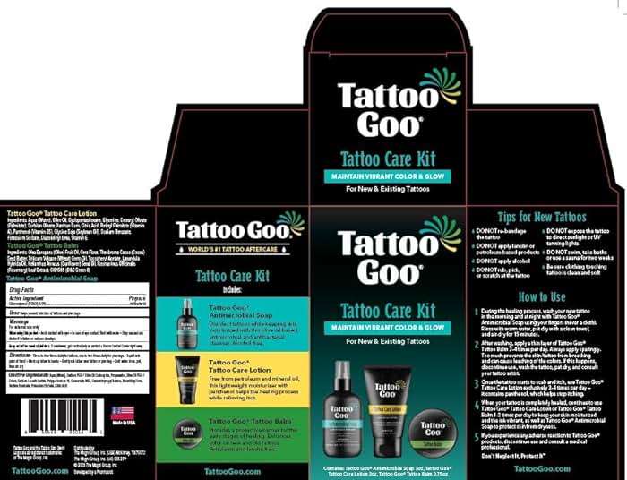 Tattoo Goo Tattoo Aftercare Kit, 3 Piece Set, Includes Antimicrobial Soap, Tattoo Balm & Healing Lotion, Main Vibrant Color & Glow, Complete Kit for Fresh Ink, Ongoing Ink Maintenance & Piercing Care - Image 8