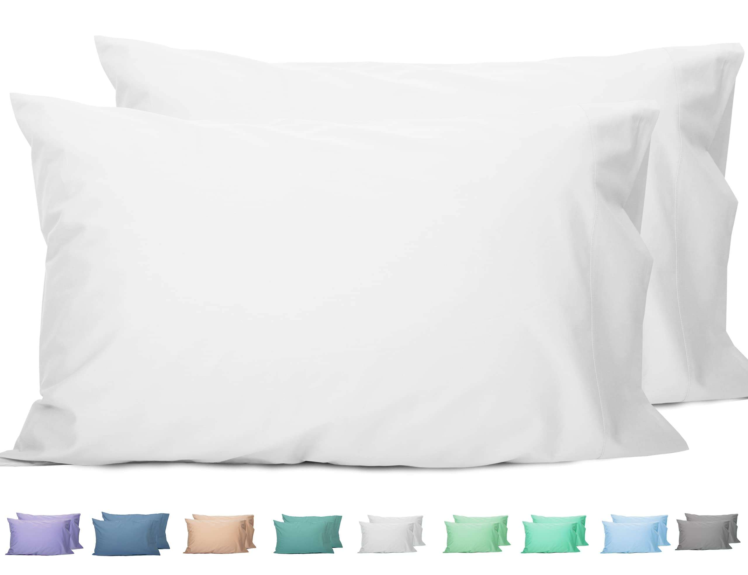 Sunflower Queen Pillowcases Set of 2, 100% Cotton Queen Pillow Cases 2, 20×30 inches Bright White, Soft and Breathable - Image 1