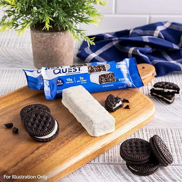 Quest Nutrition Crispy Cookies & Cream Hero Protein Bar, 18g Protein, 1g Sugar, 3g Net Carb, Gluten Free, Protein Snack, Keto Friendly, 12 Count - Image 5