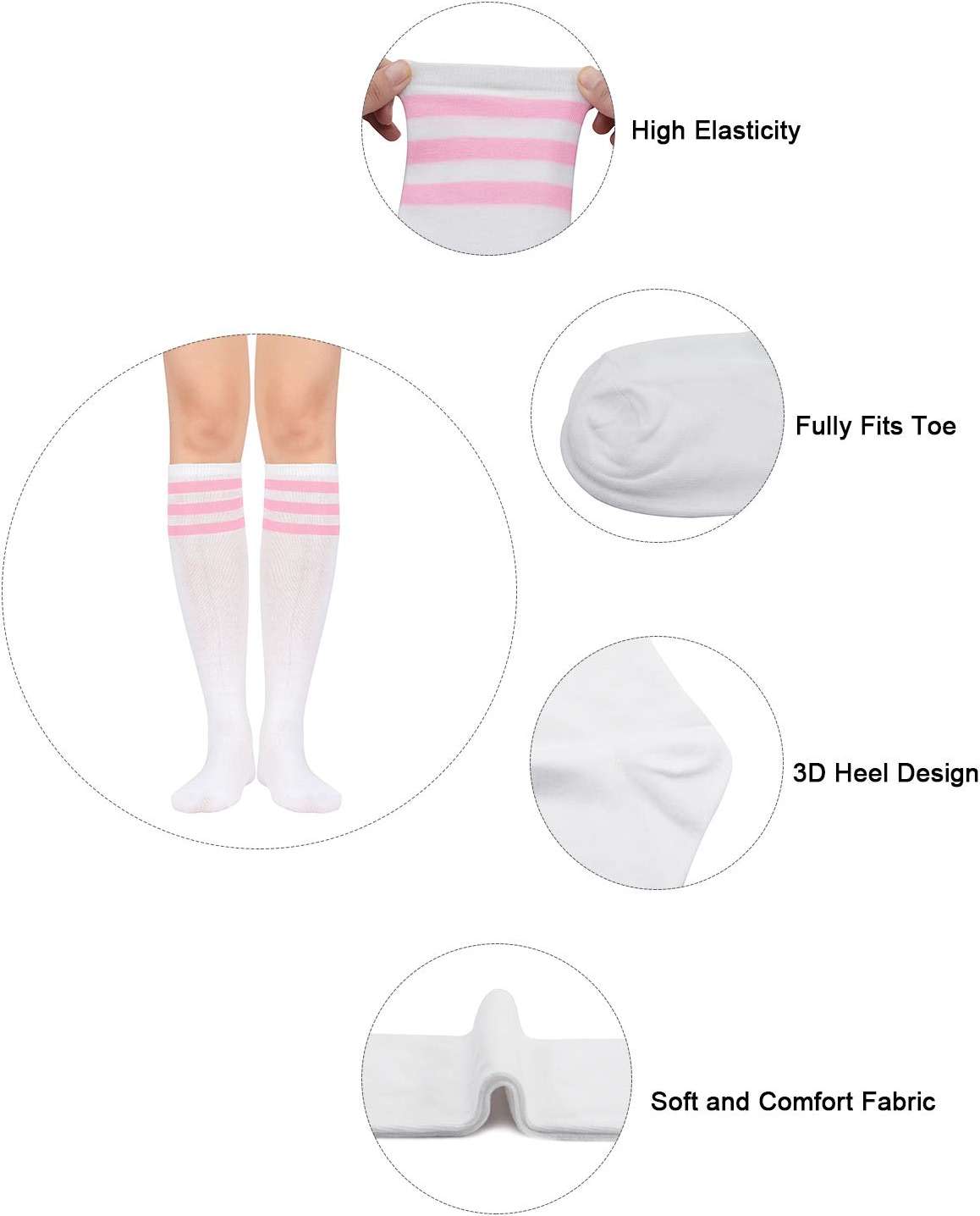 Century Star Knee High Striped Socks for Women - Long Thin Tube Sports Thigh High Socks Tall Stockings - Image 5