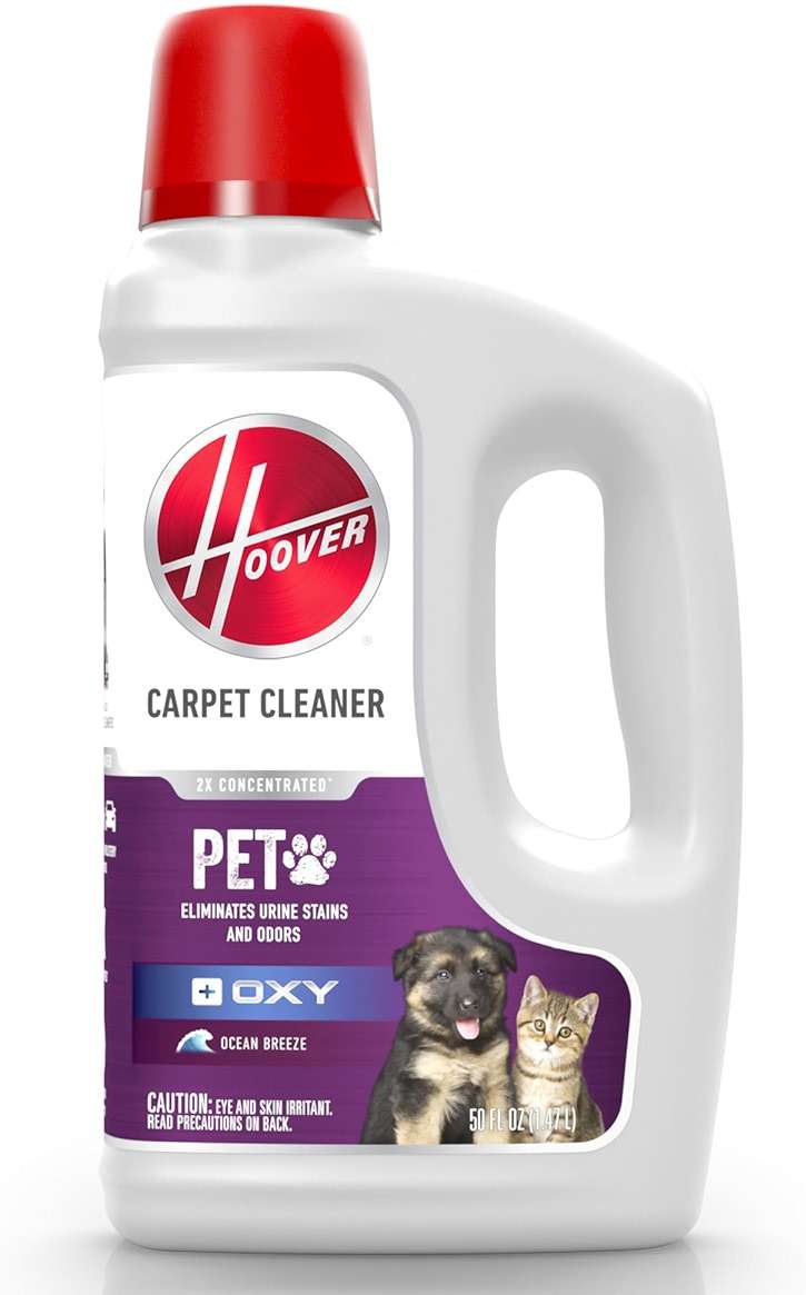 Hoover Oxy Pet Carpet Cleaner Solution, 50 oz., Ocean Breeze Scent, Deep Cleaning Carpet Shampoo Solution, Eliminates Urine Stains and Odors, Pair with Hoover Carpet Cleaner Machine - Image 1