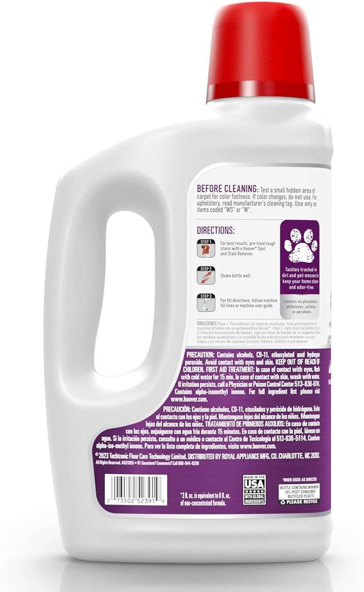 Hoover Oxy Pet Carpet Cleaner Solution, 50 oz., Ocean Breeze Scent, Deep Cleaning Carpet Shampoo Solution, Eliminates Urine Stains and Odors, Pair with Hoover Carpet Cleaner Machine - Image 2