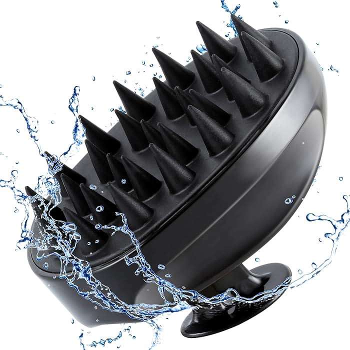 Sosoon Scalp Massager Shampoo Brush, Hair Scalp Scrubber Shower Hair Brush Head Massager for Stress Relax Hair Growth, Dandruff Brush Scalp Exfoliator for Women Men Kids Pets, Black - Image 1