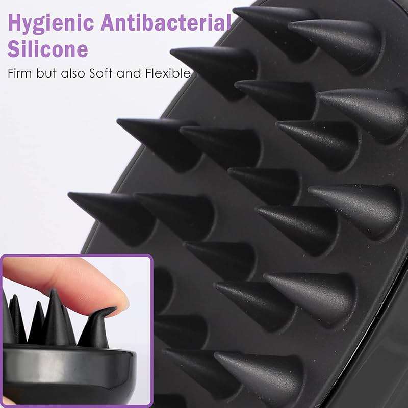 Sosoon Scalp Massager Shampoo Brush, Hair Scalp Scrubber Shower Hair Brush Head Massager for Stress Relax Hair Growth, Dandruff Brush Scalp Exfoliator for Women Men Kids Pets, Black - Image 4