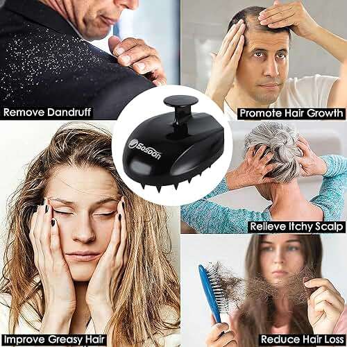 Sosoon Scalp Massager Shampoo Brush, Hair Scalp Scrubber Shower Hair Brush Head Massager for Stress Relax Hair Growth, Dandruff Brush Scalp Exfoliator for Women Men Kids Pets, Black - Image 5