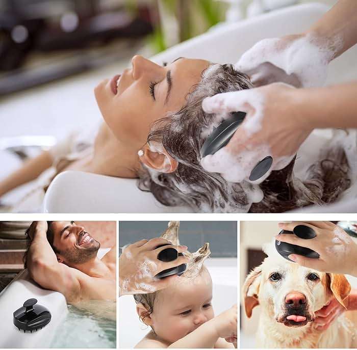 Sosoon Scalp Massager Shampoo Brush, Hair Scalp Scrubber Shower Hair Brush Head Massager for Stress Relax Hair Growth, Dandruff Brush Scalp Exfoliator for Women Men Kids Pets, Black - Image 7